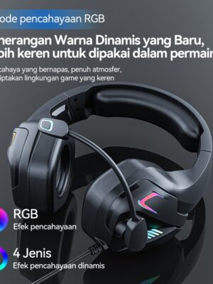Headset Gaming RGB Over Ear USB+3.5mm Wired MT126 – Noise Cancelling